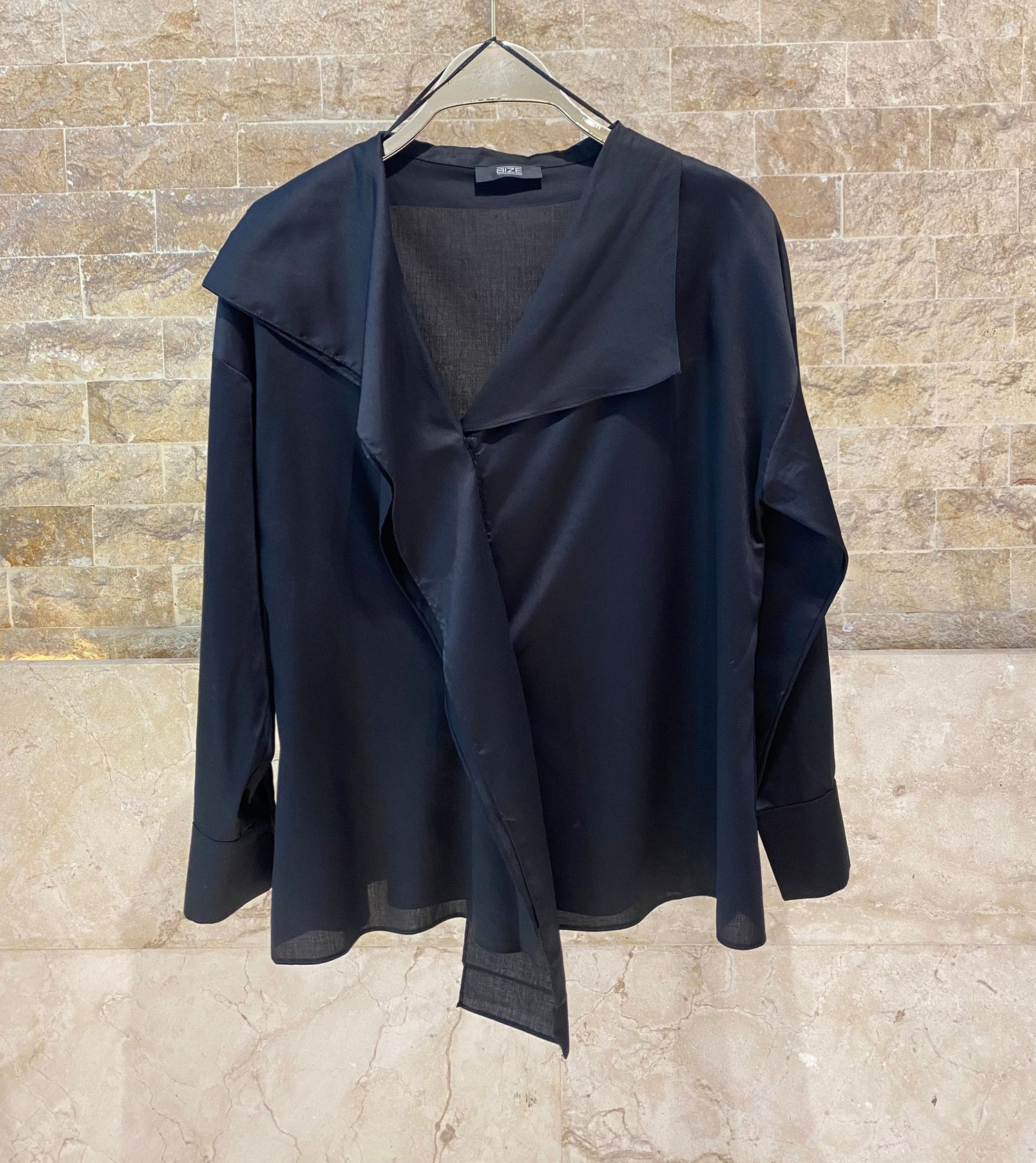 26SS-BZ351 Drape Neck Collared Top - Brown Loft