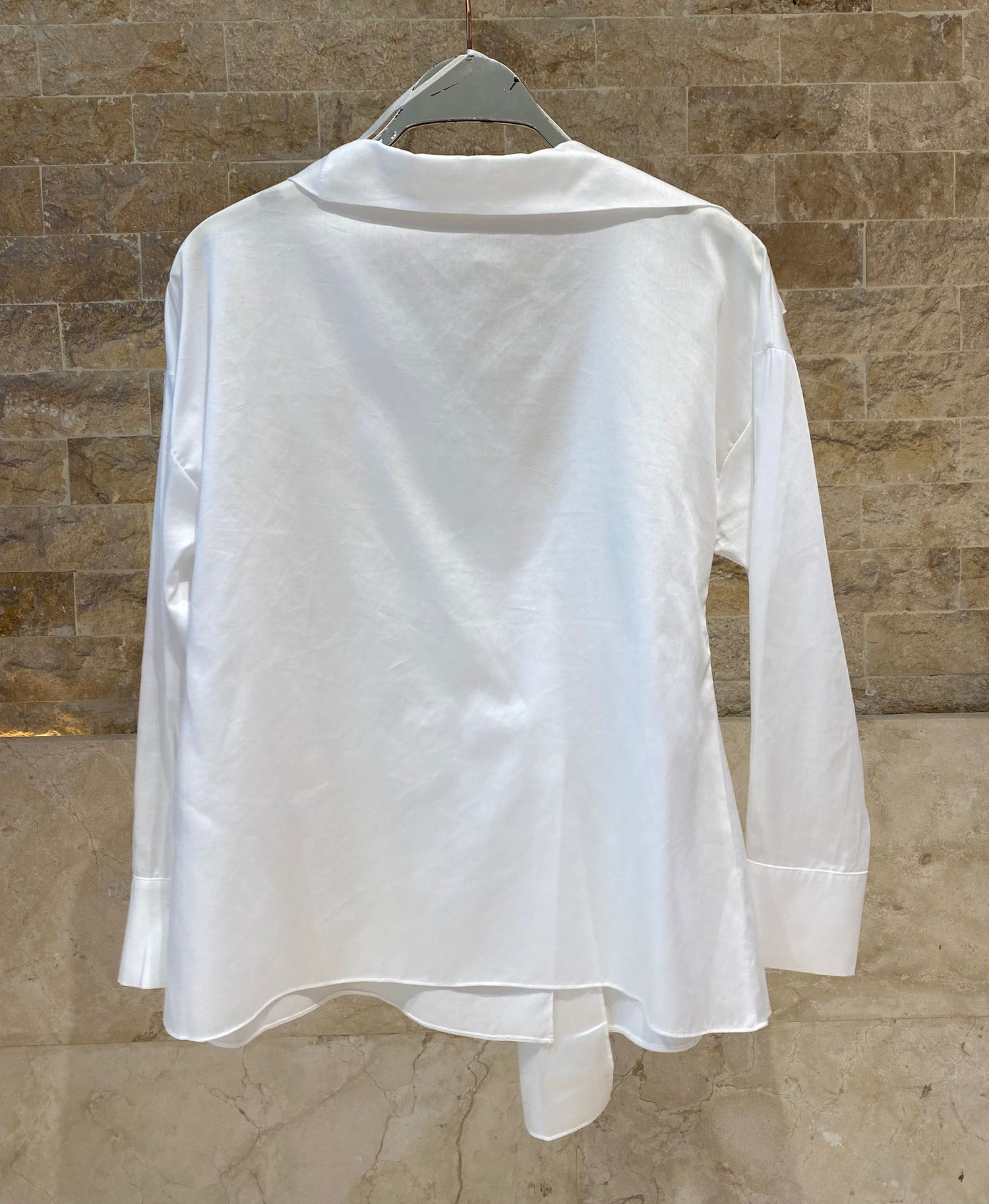 26SS-BZ351 Drape Neck Collared Top - Brown Loft