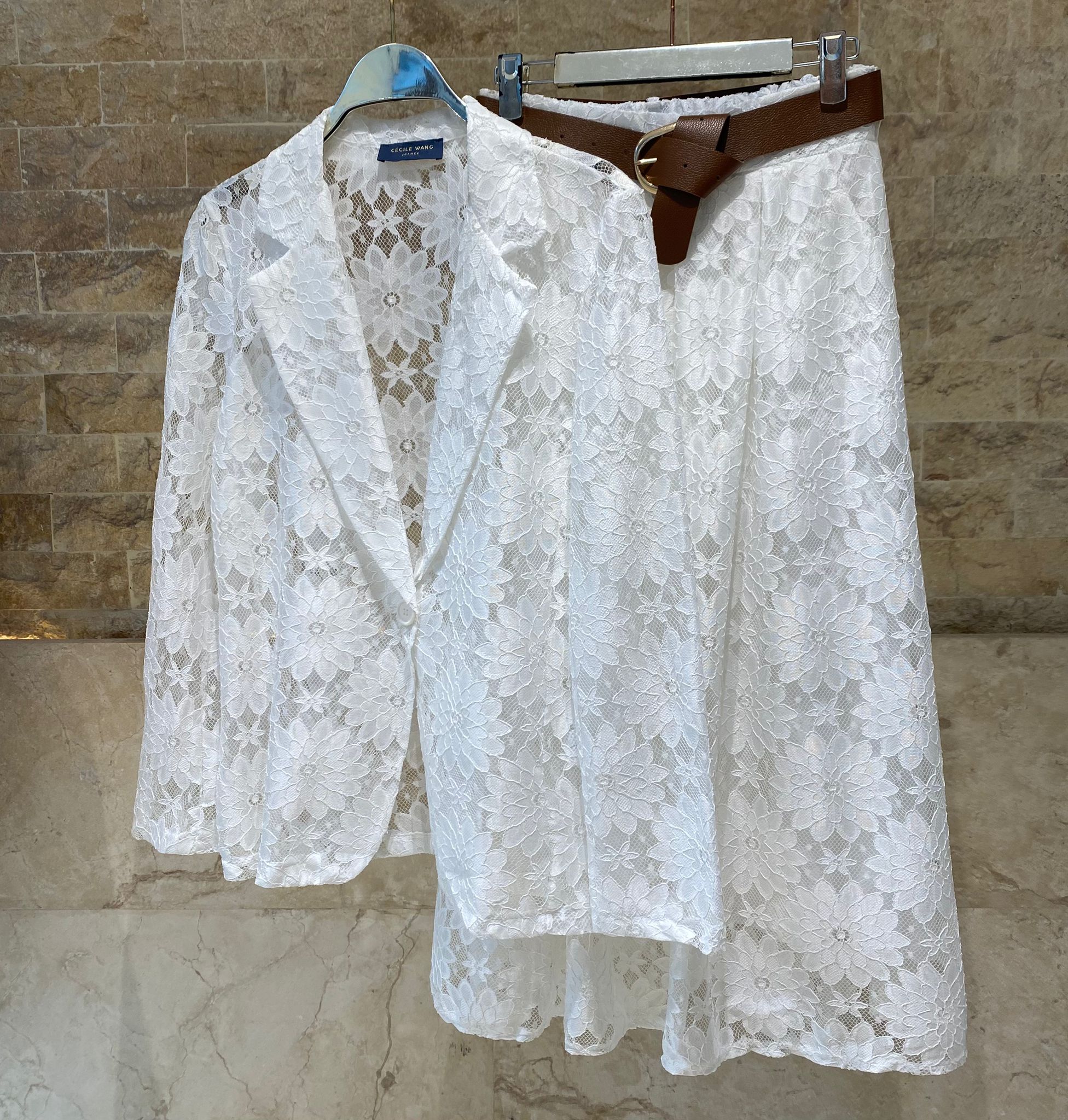Floral Lace Jacket and Skirt TDM16626/526 - Brown Loft