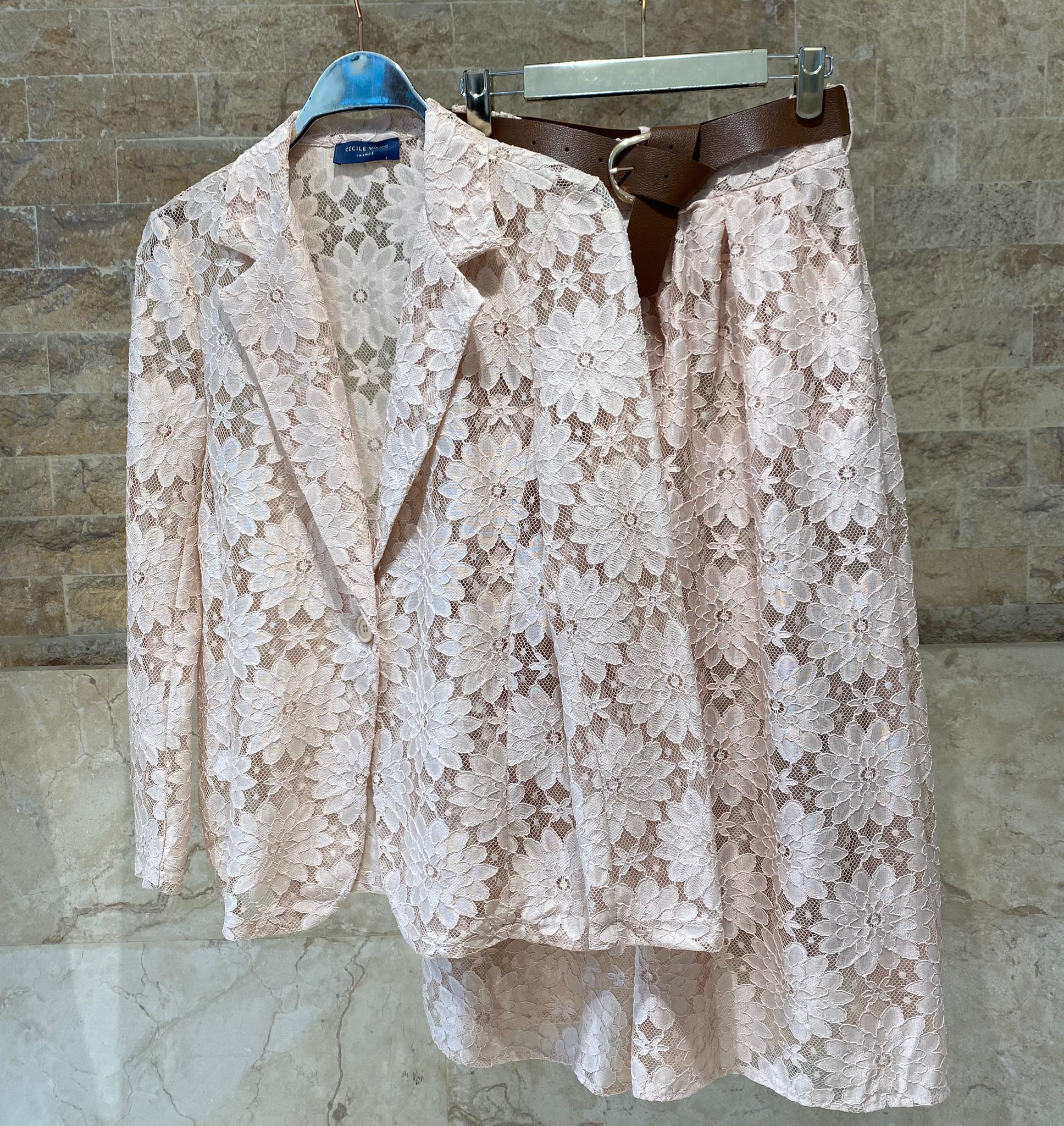 Floral Lace Jacket and Skirt TDM16626/526 - Brown Loft