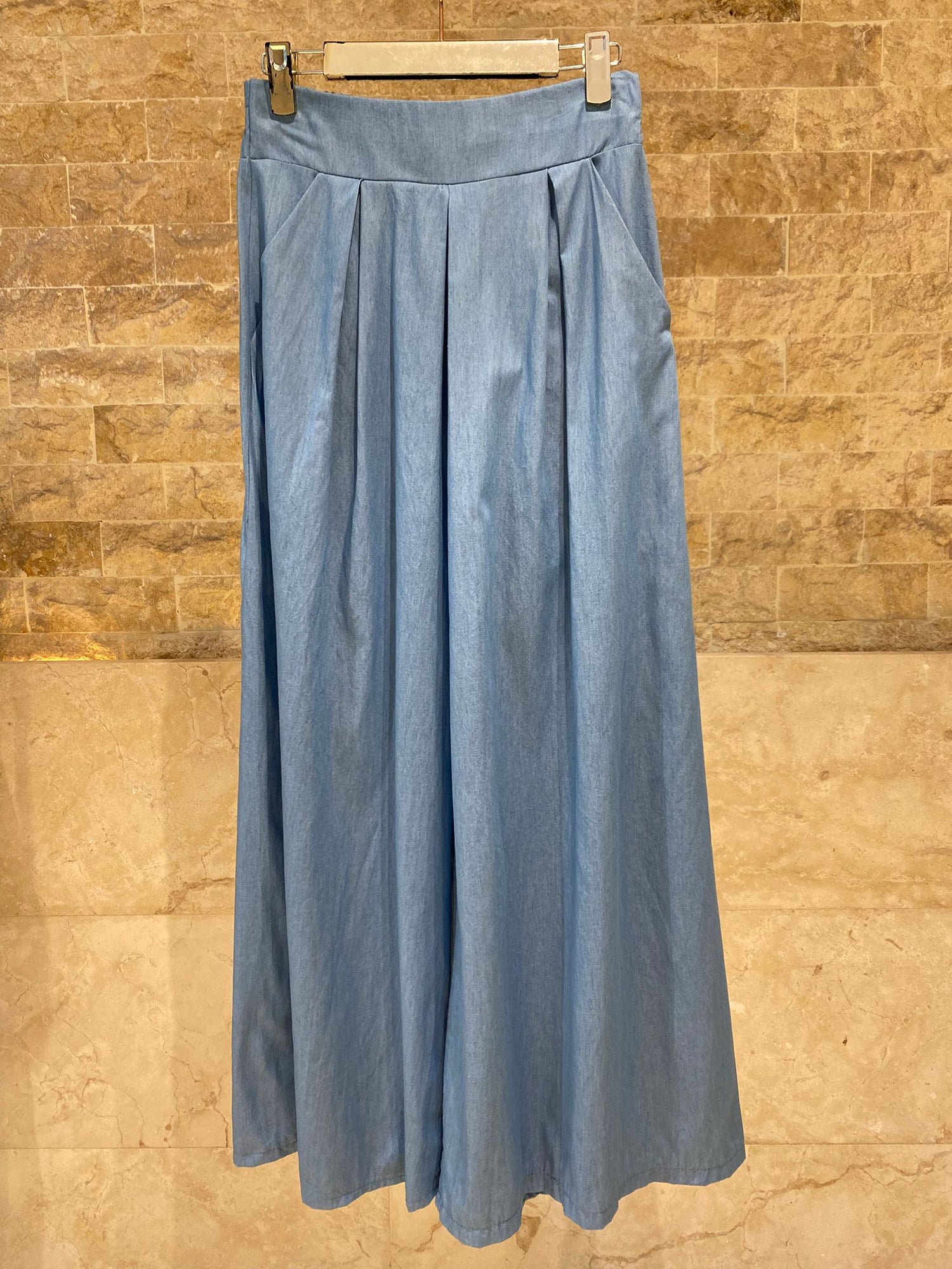 TDM17526 Wide Leg Pleated Skirt Pants - Brown Loft