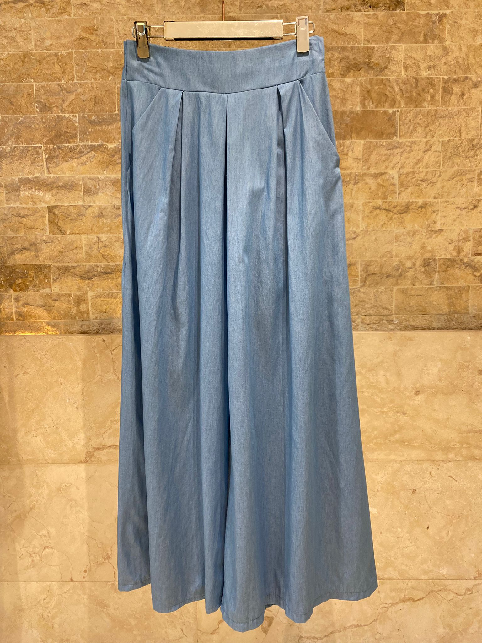 TDM17526 Wide Leg Pleated Skirt Pants - Brown Loft
