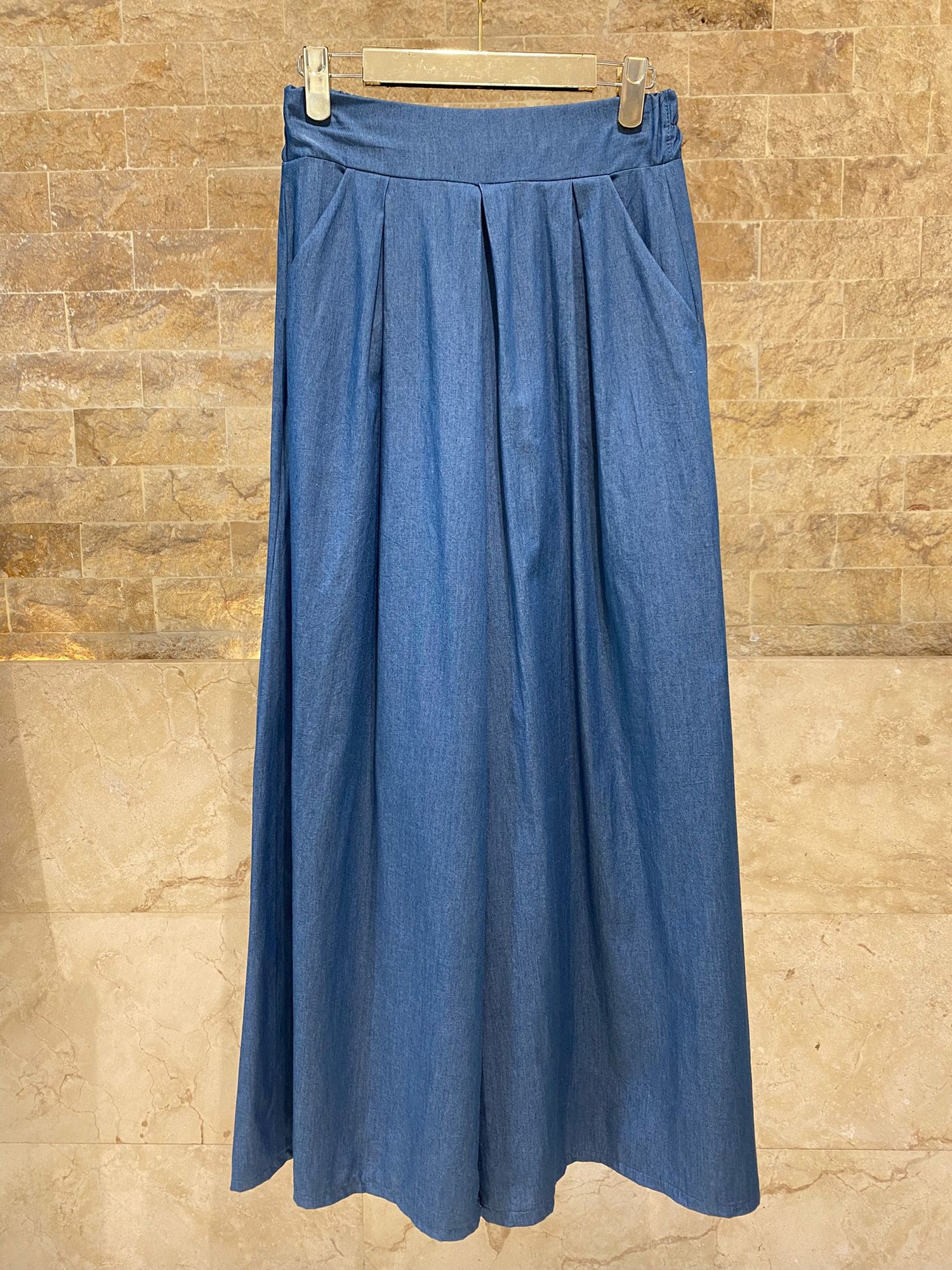 TDM17526 Wide Leg Pleated Skirt Pants - Brown Loft