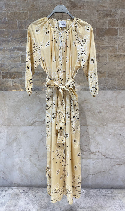 Bandana Paisley Print Long Dress - Brown Loft