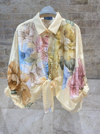 KD8971-7 Blossom Floral Print Shirt - Brown Loft