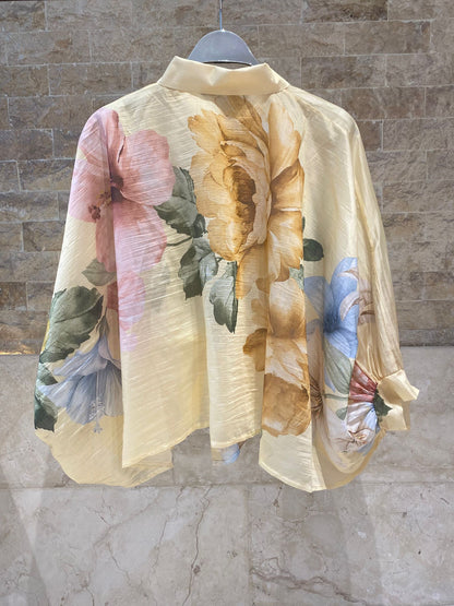 KD8971-7 Blossom Floral Print Shirt - Brown Loft