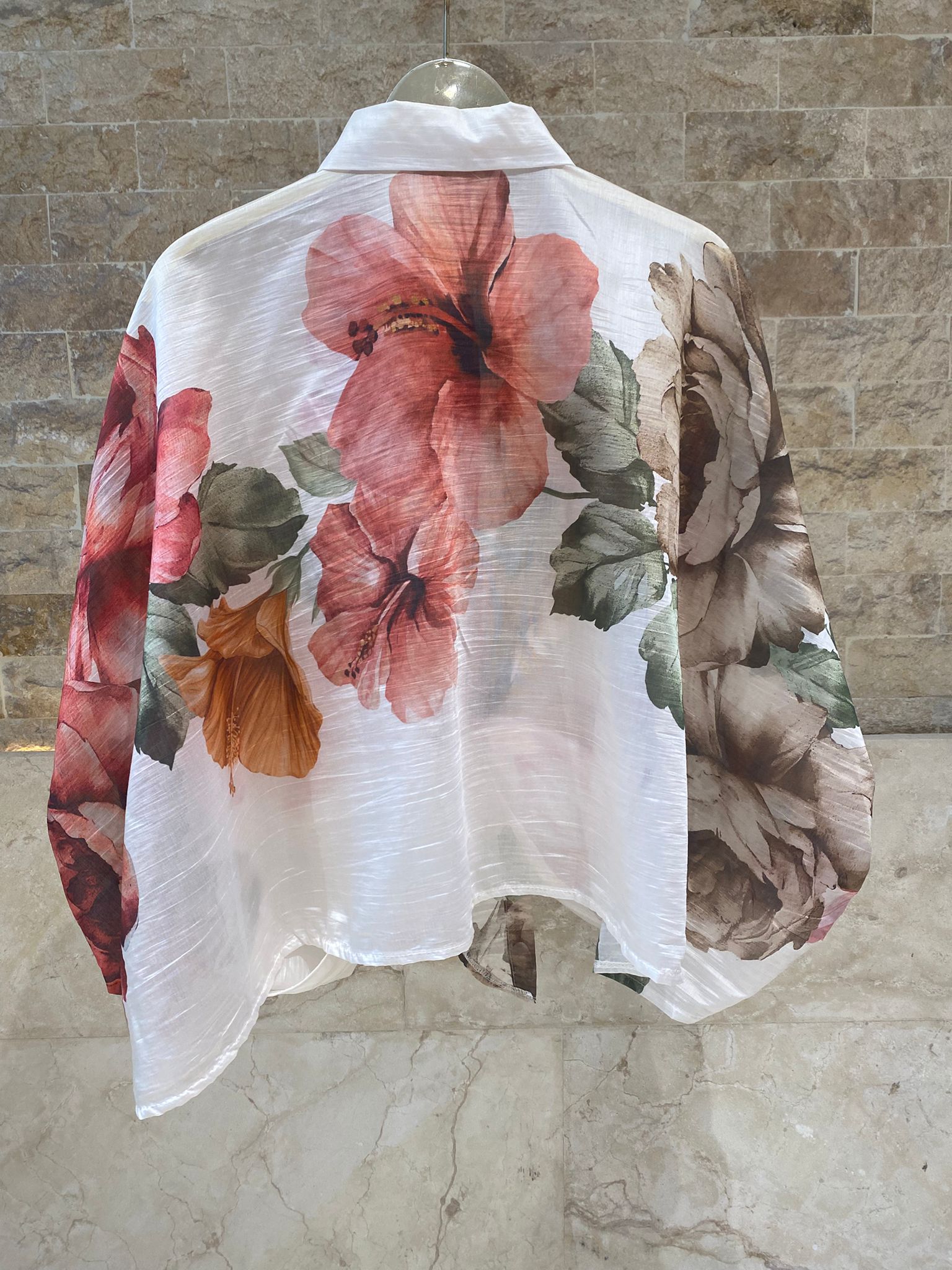 KD8971-7 Blossom Floral Print Shirt - Brown Loft