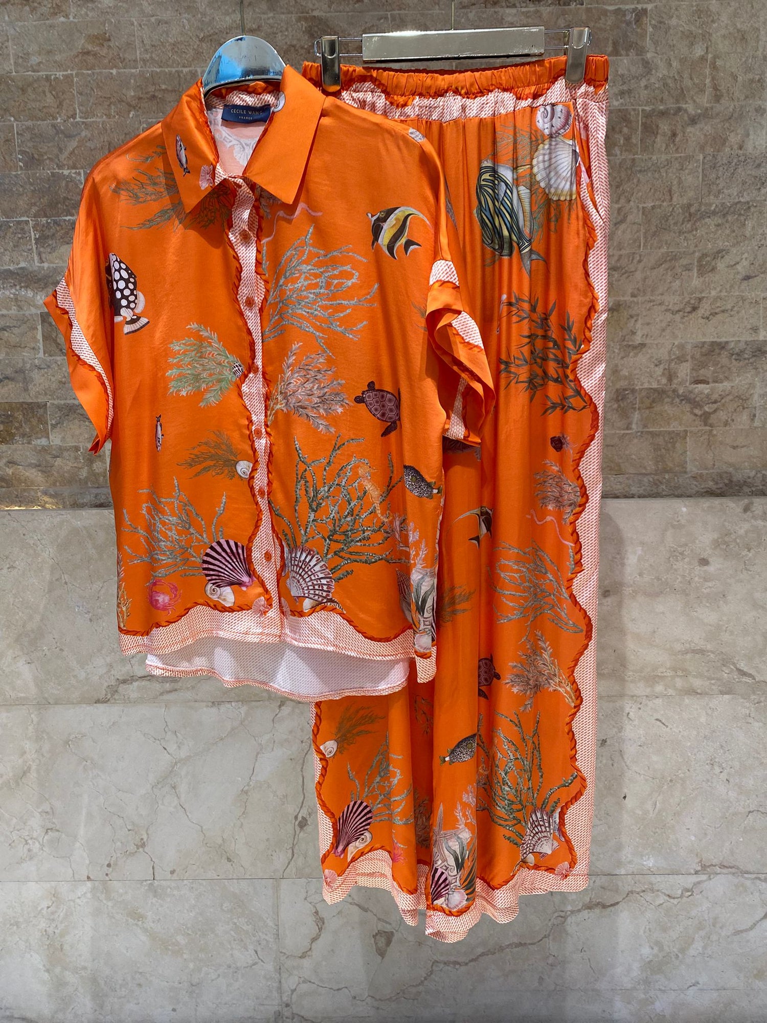 Marine Print Satin Shirt and Pants KD9119/99VS-8