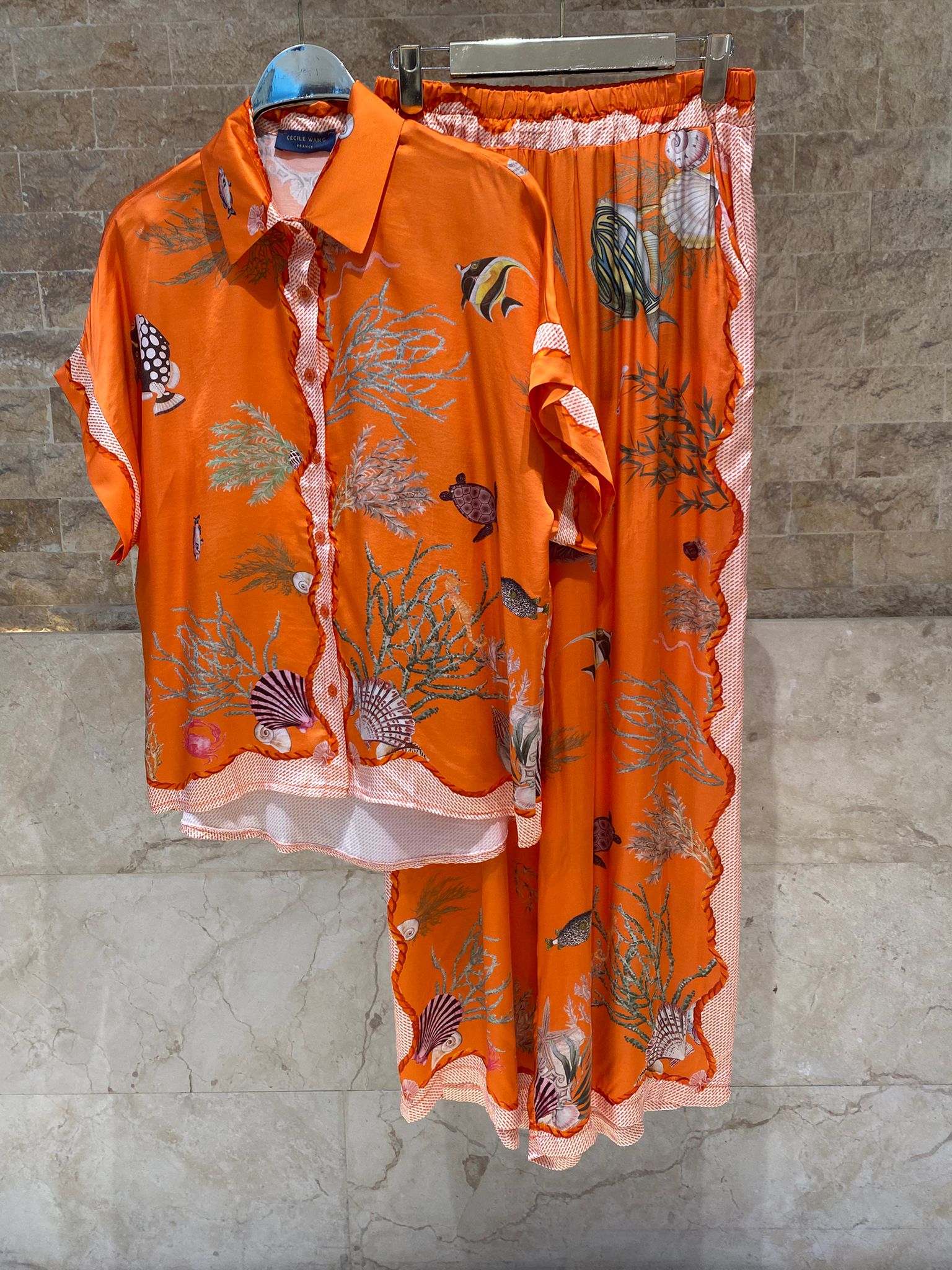 KD9119/99VS-8 Marine Print Satin Shirt and Pants