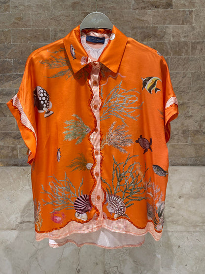 Marine Print Satin Shirt and Pants KD9119/99VS-8