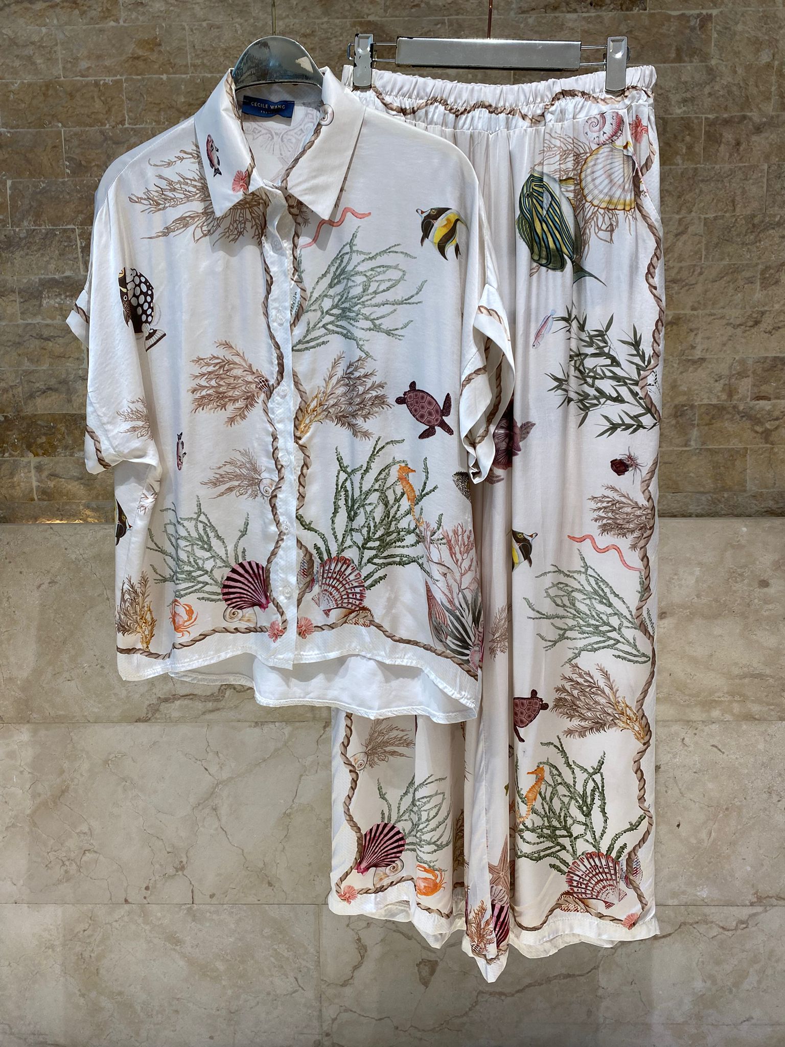 Marine Print Satin Shirt and Pants KD9119/99VS-8