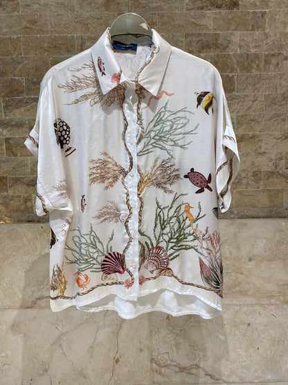 Marine Print Satin Shirt and Pants KD9119/99VS-8