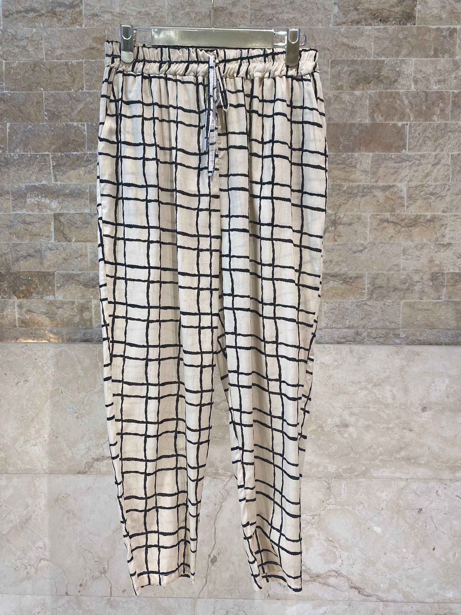 Patterned Cotton Shirt and Pants Grid Set 17928623