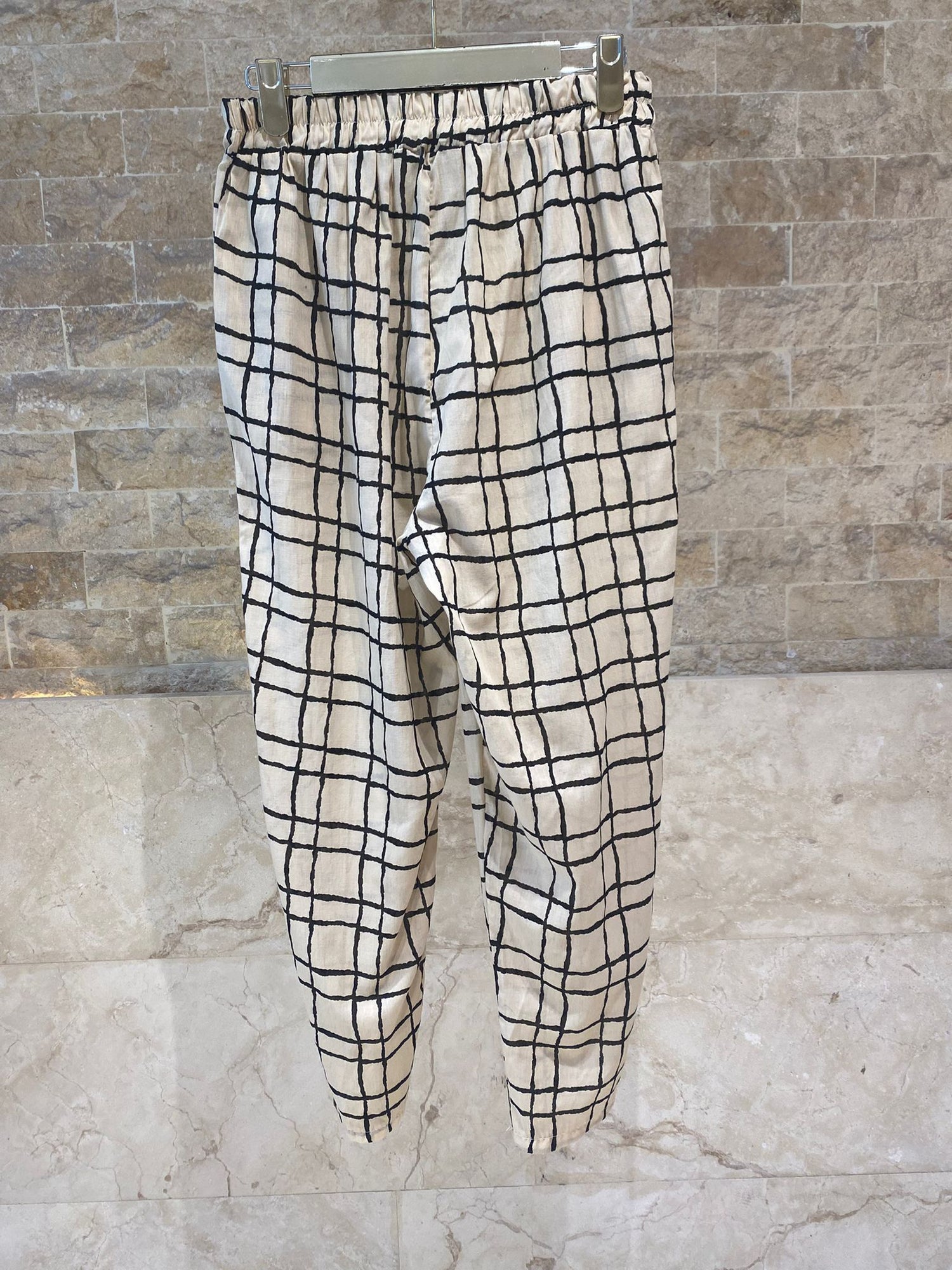 Patterned Cotton Shirt and Pants Grid Set 17928623