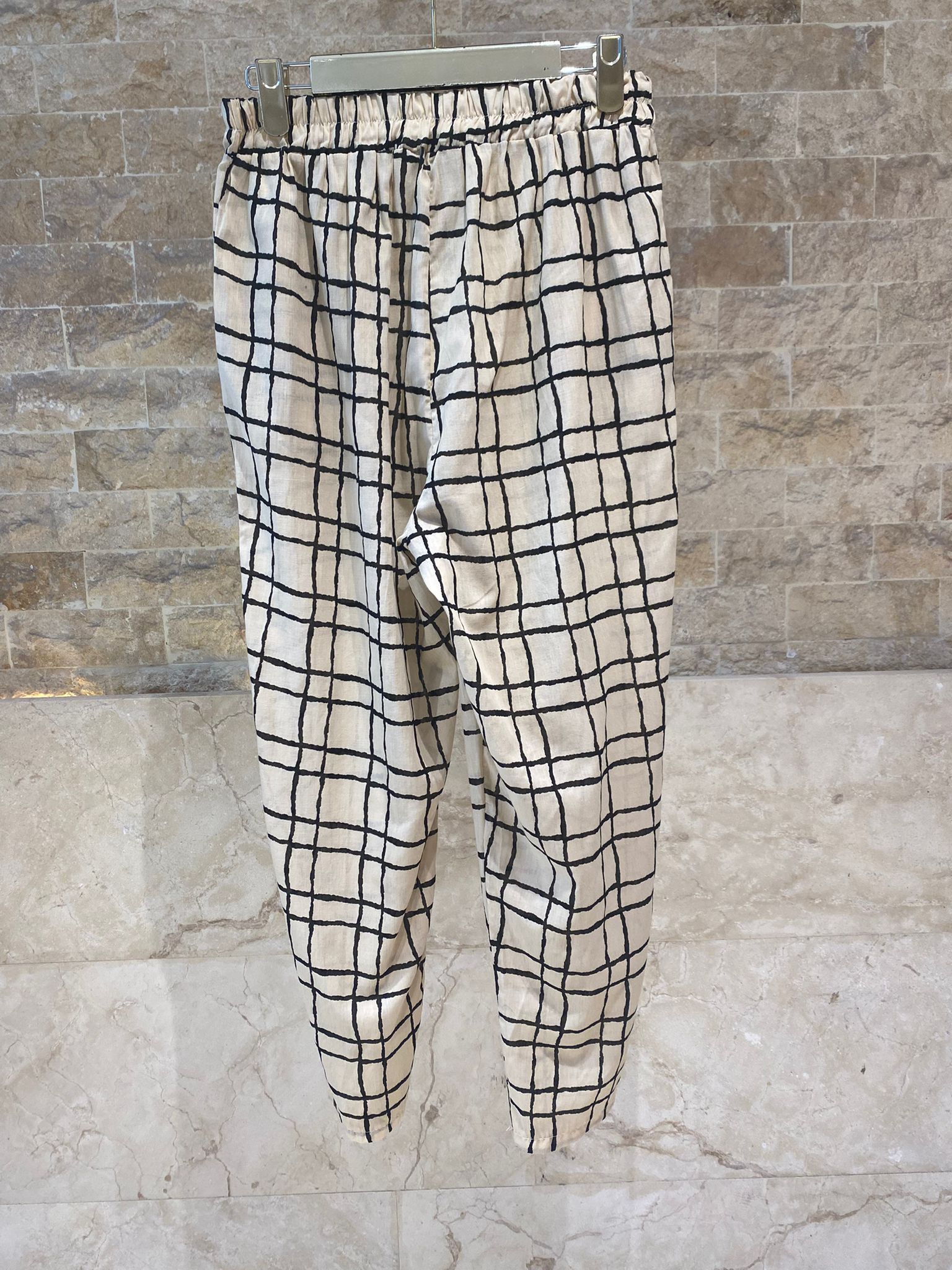 Patterned Cotton Shirt and Pants Grid Set 17928623