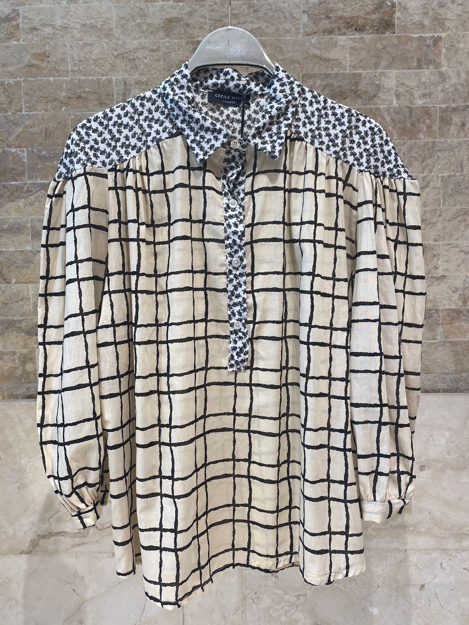 Patterned Cotton Shirt and Pants Grid Set 17928623