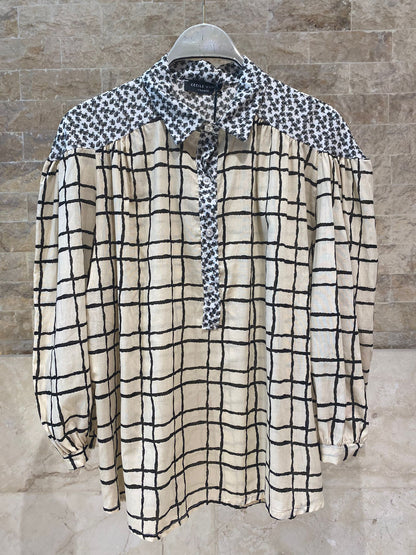 Patterned Cotton Shirt and Pants Grid Set 17928623