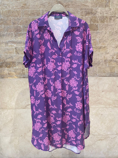 Floral Print Viscose Loose Fit Dress KD9959TC
