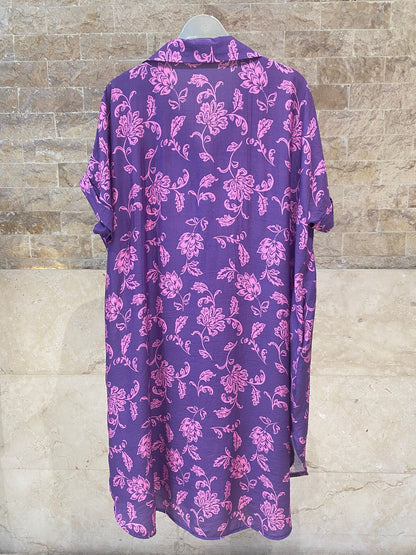 Floral Print Viscose Loose Fit Dress KD9959TC