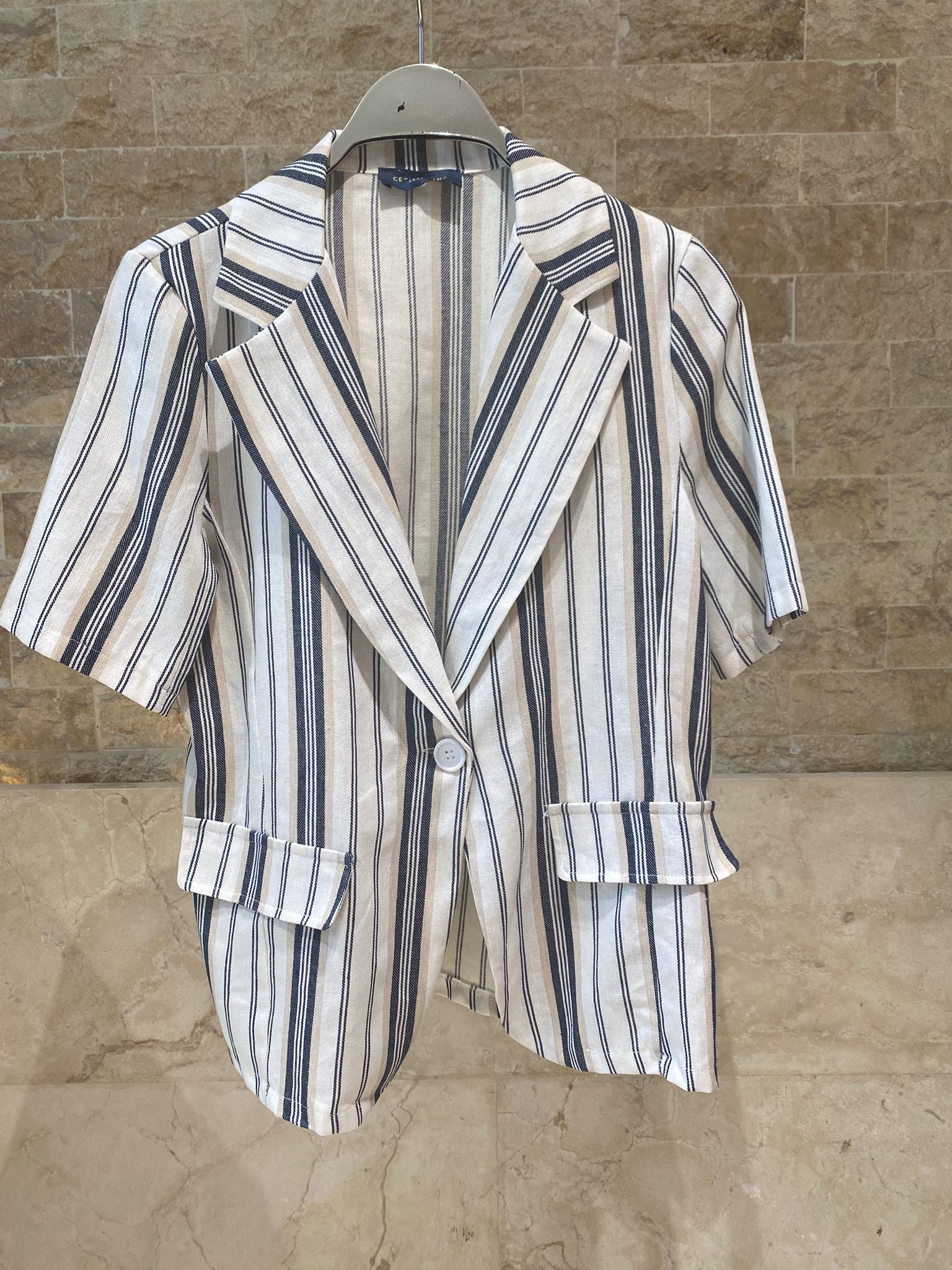 Striped Linen Cotton Jacket TDM32125
