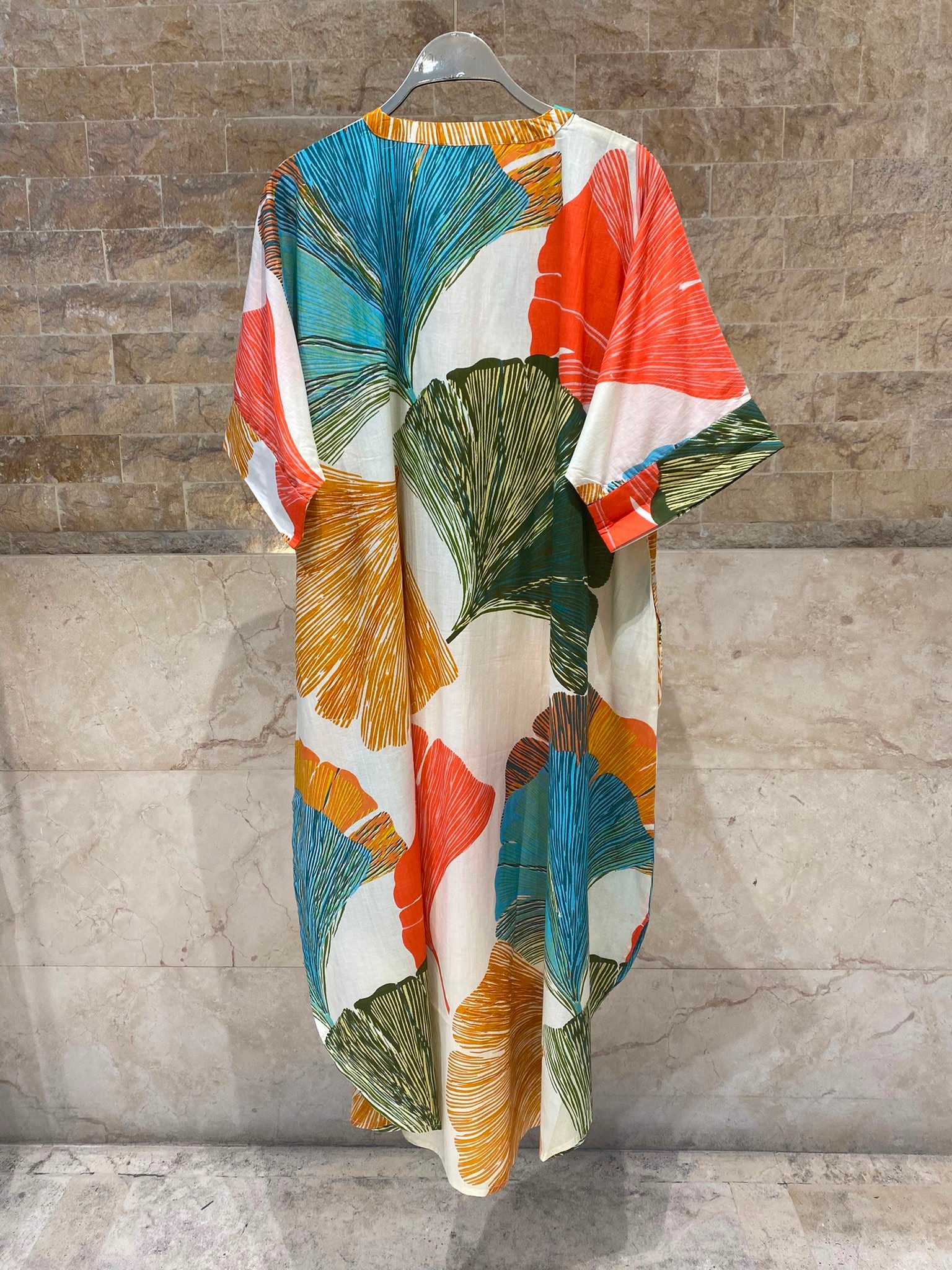 Gingko Leaf Print Tunic Dress 67958