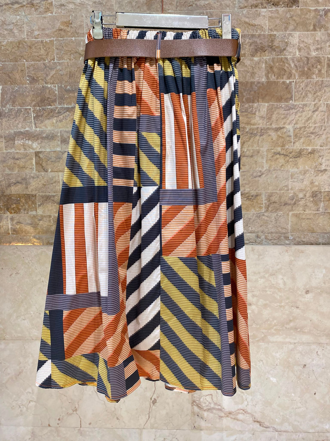 Multi Colored Geometric Pattern Skirt TDM52123-73