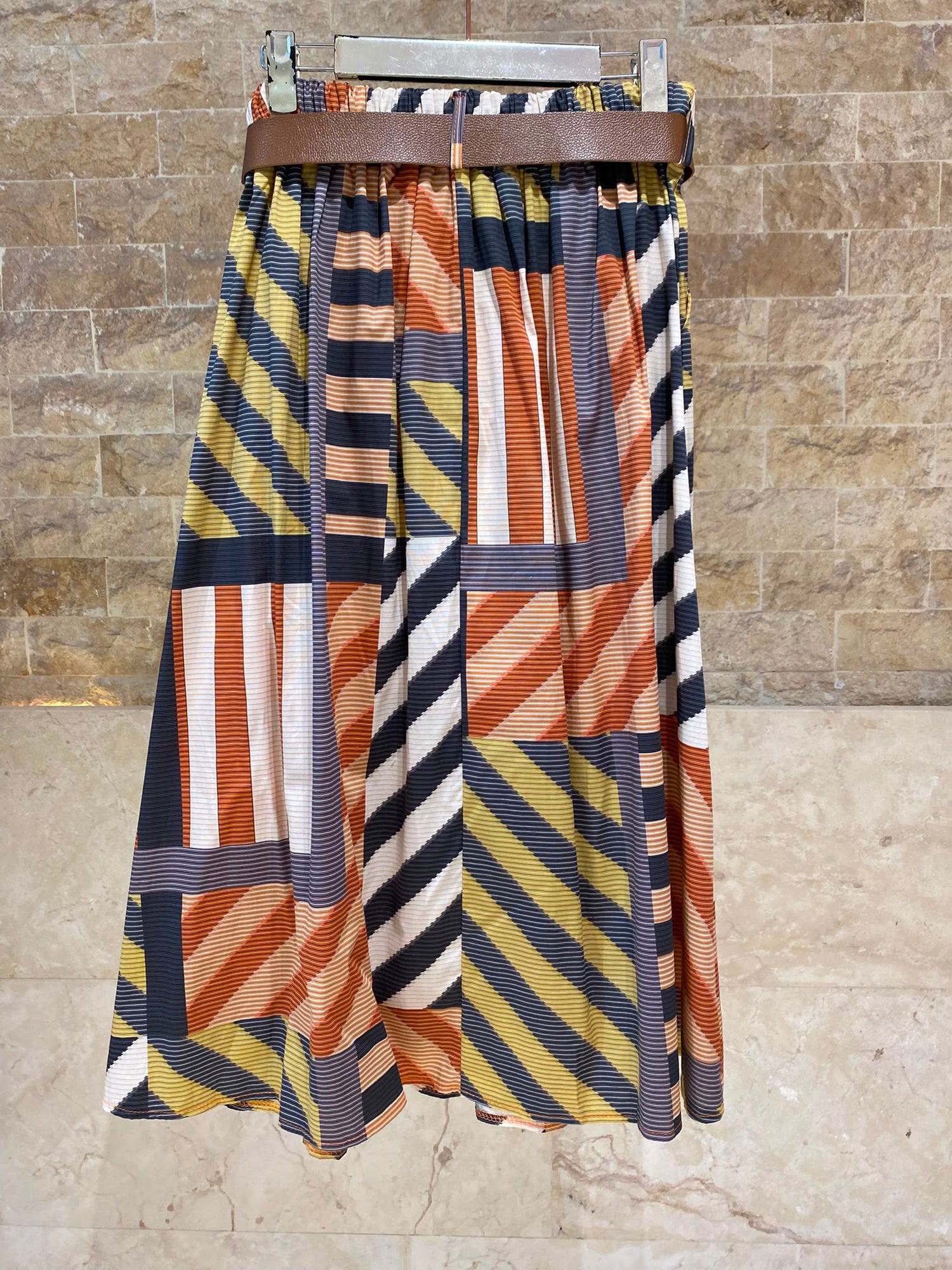 Multi Colored Geometric Pattern Skirt TDM52123-73