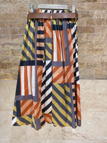Multi Colored Geometric Pattern Skirt TDM52123-73