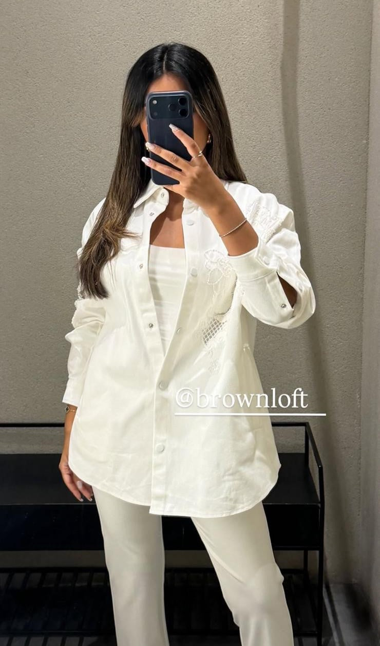 Maria Oversized Denim Shirt Jacket جاكيت قميص جينز واسع