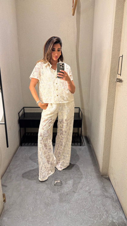 Mesha Esther Lace Shirt and Pants Set