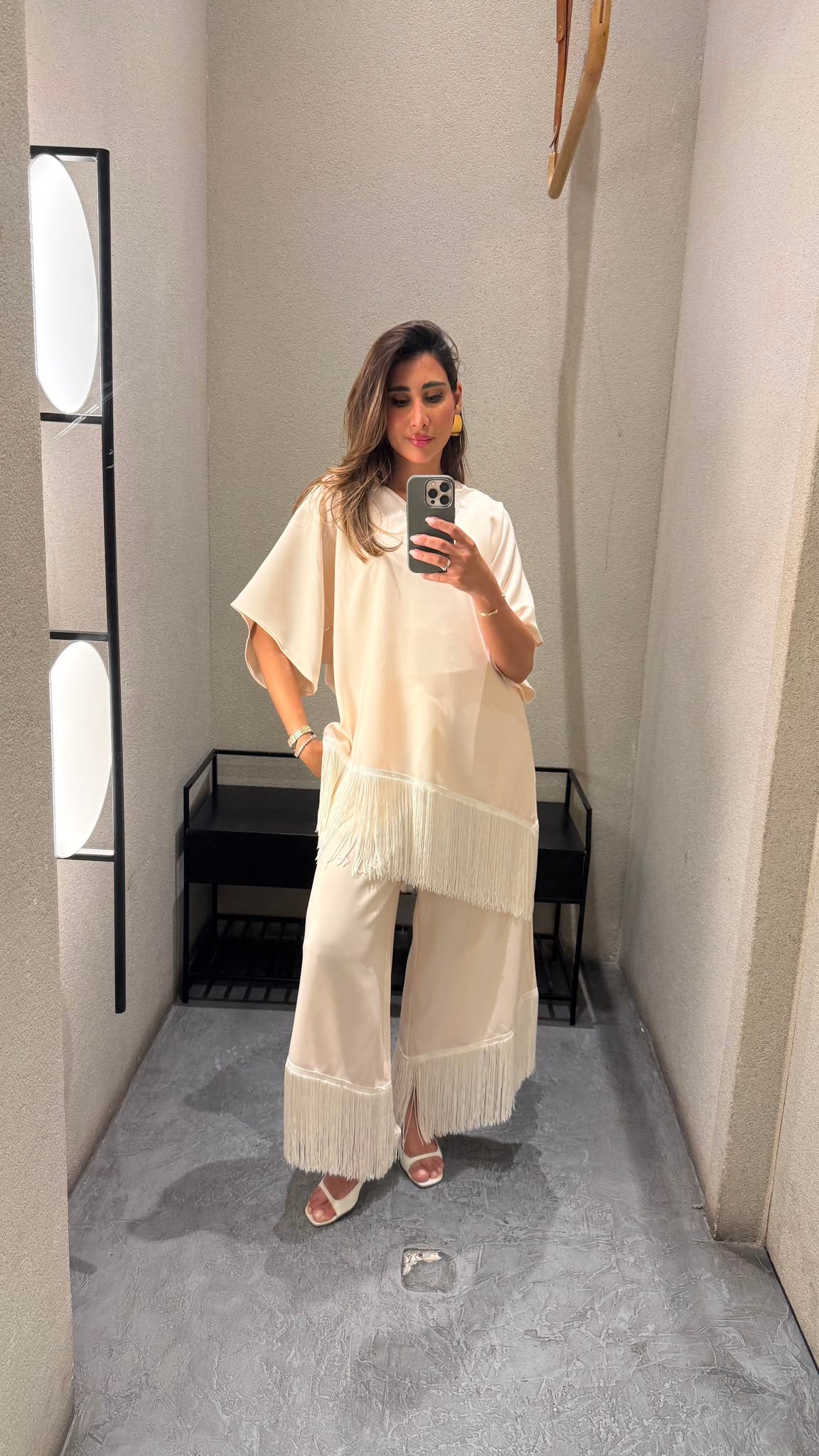 Lucivita Asymmetric Fringe Top and Pants
