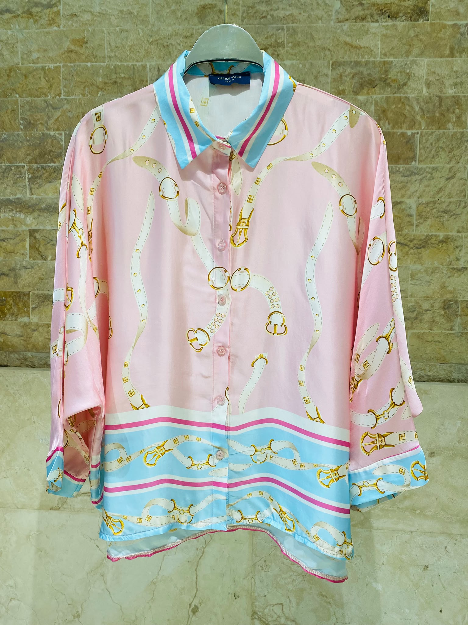 Equestrian Print Satin Two-Piece Set KD9712/6637VS-1