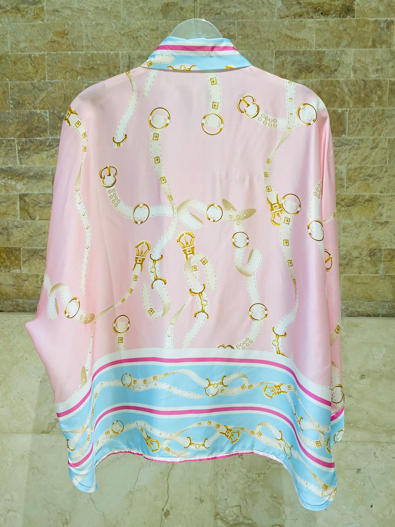 Equestrian Print Satin Two-Piece Set KD9712/6637VS-1
