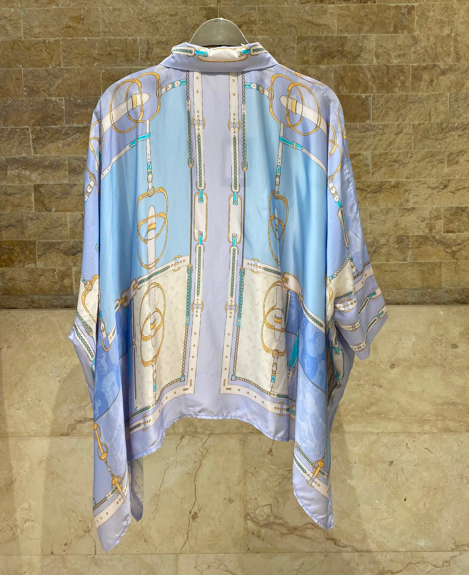 Equestrian Printed Satin Shirt and Pants Sets KD8871/9099VS-11