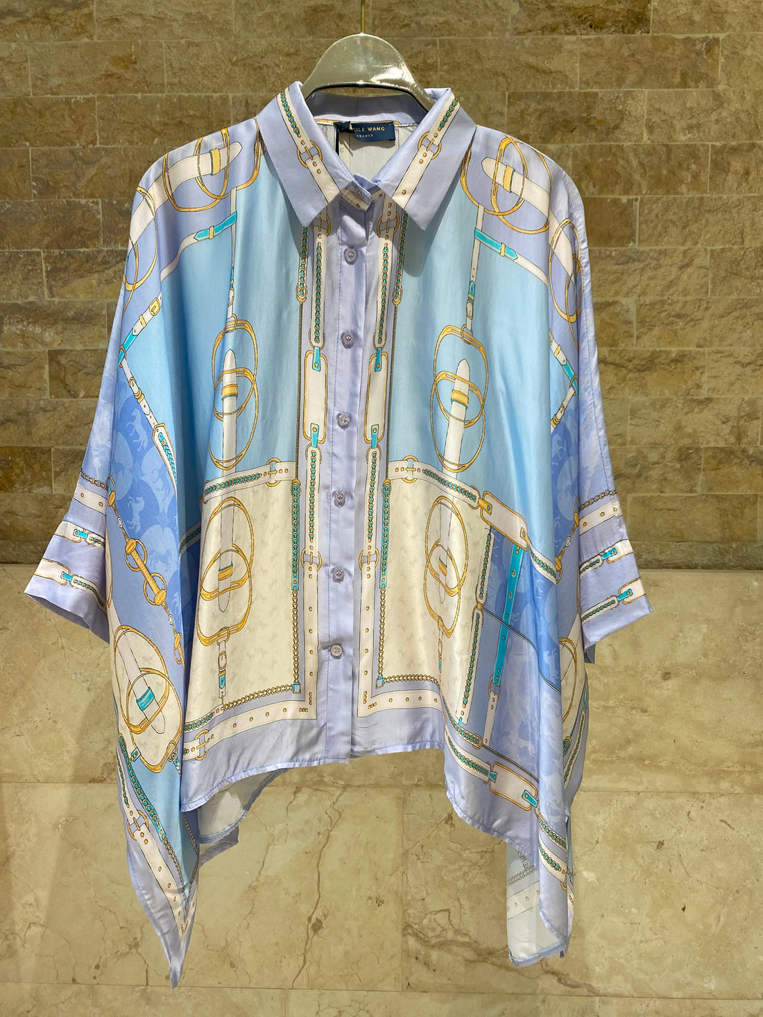 Equestrian Printed Satin Shirt and Pants Sets KD8871/9099VS-11