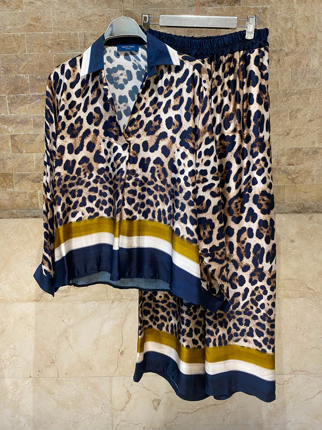 Leopard Printed Satin Top and Pants Set KD9233/7789VS-42