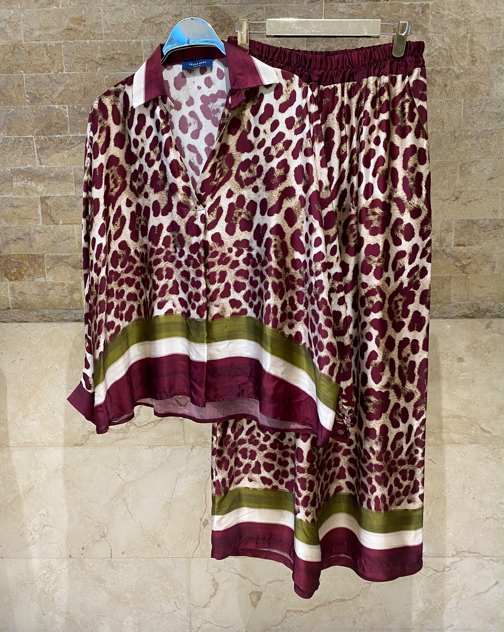 Leopard Printed Satin Top and Pants Set KD9233/7789VS-42
