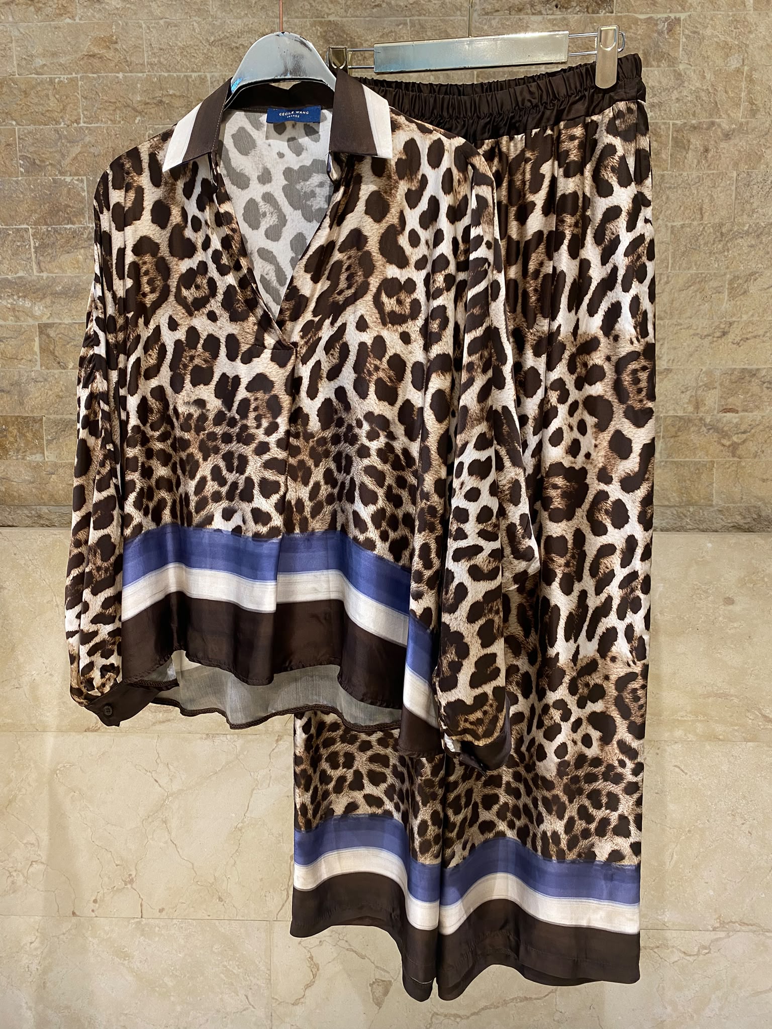 Leopard Printed Satin Top and Pants Set KD9233/7789VS-42