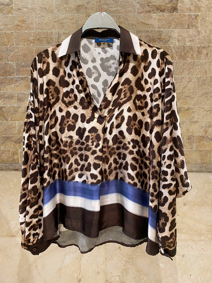 Leopard Printed Satin Top and Pants Set KD9233/7789VS-42