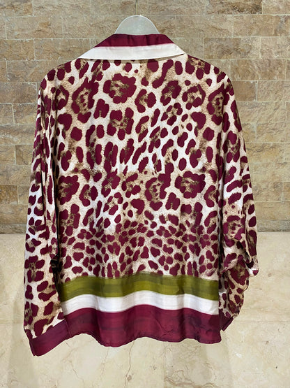 Leopard Printed Satin Top and Pants Set KD9233/7789VS-42