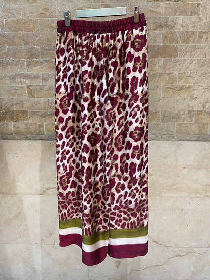Leopard Printed Satin Top and Pants Set KD9233/7789VS-42