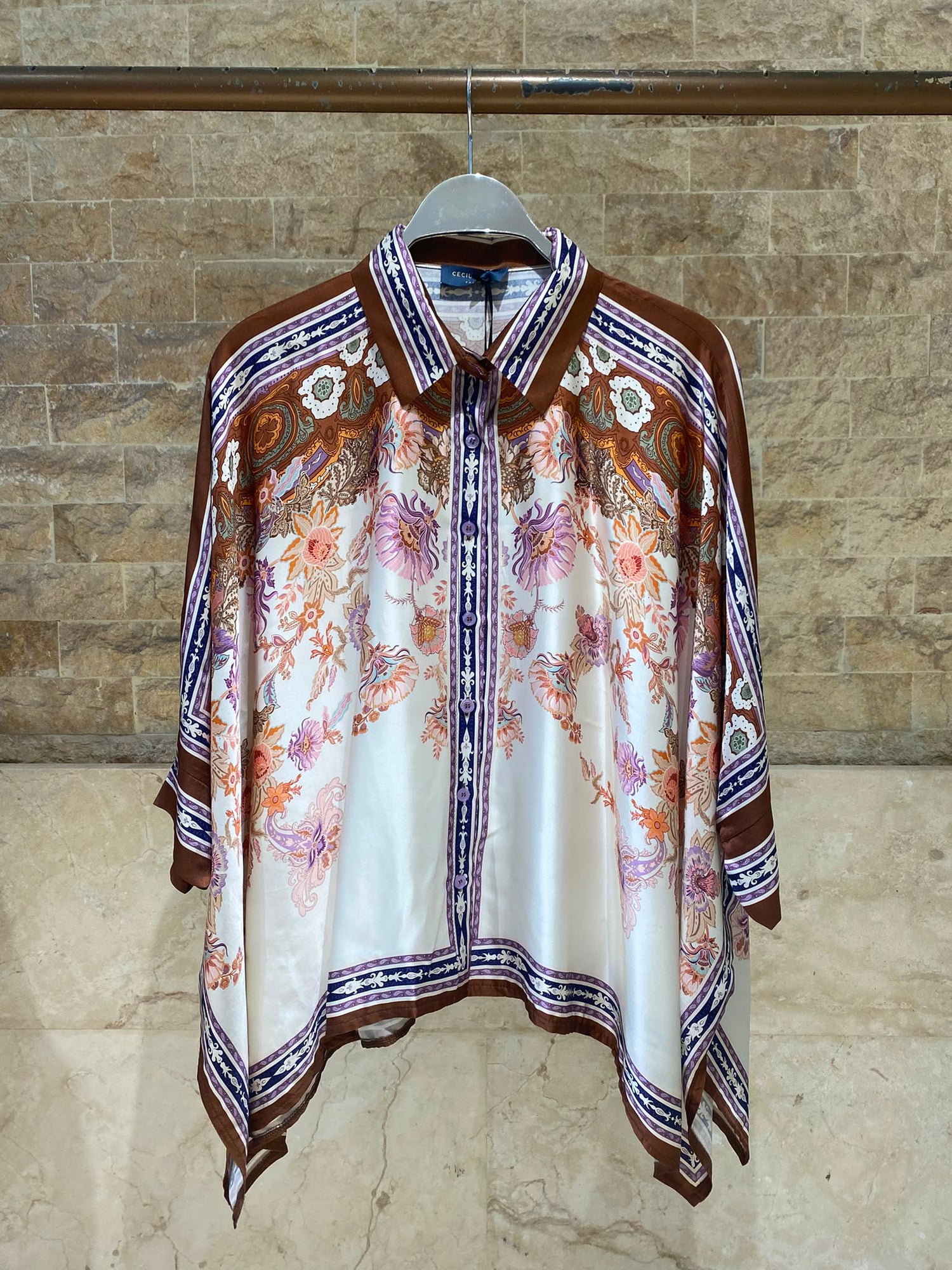 Bohemian Floral Satin Shirt and Pants Set KD8871/9099-12