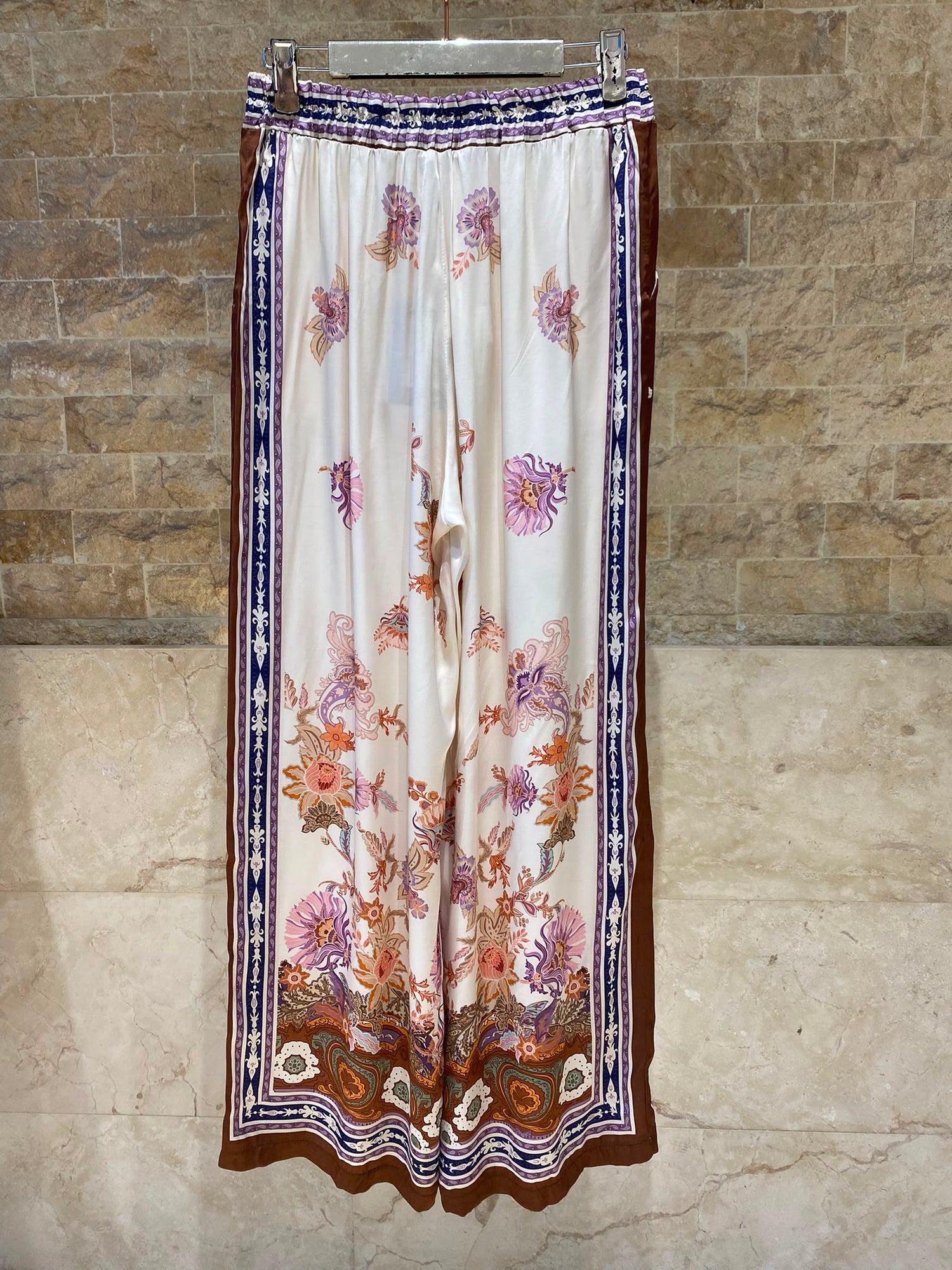 Bohemian Floral Satin Shirt and Pants Set KD8871/9099-12