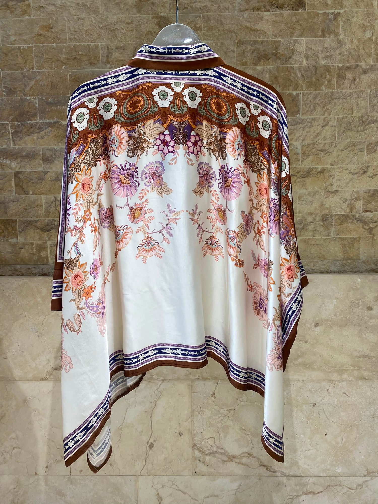 Bohemian Floral Satin Shirt and Pants Set KD8871/9099-12