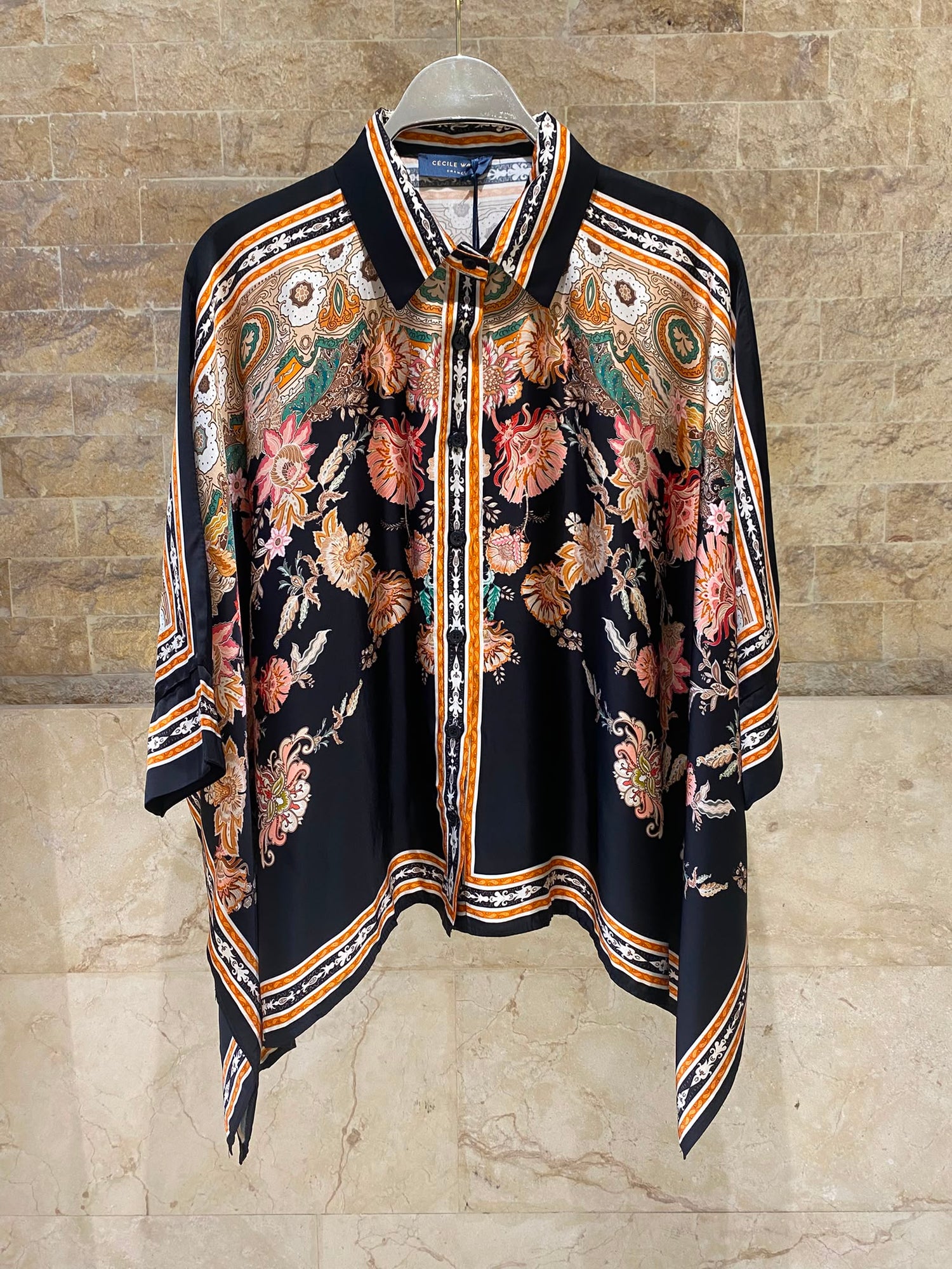 Bohemian Floral Satin Shirt and Pants Set KD8871/9099-12