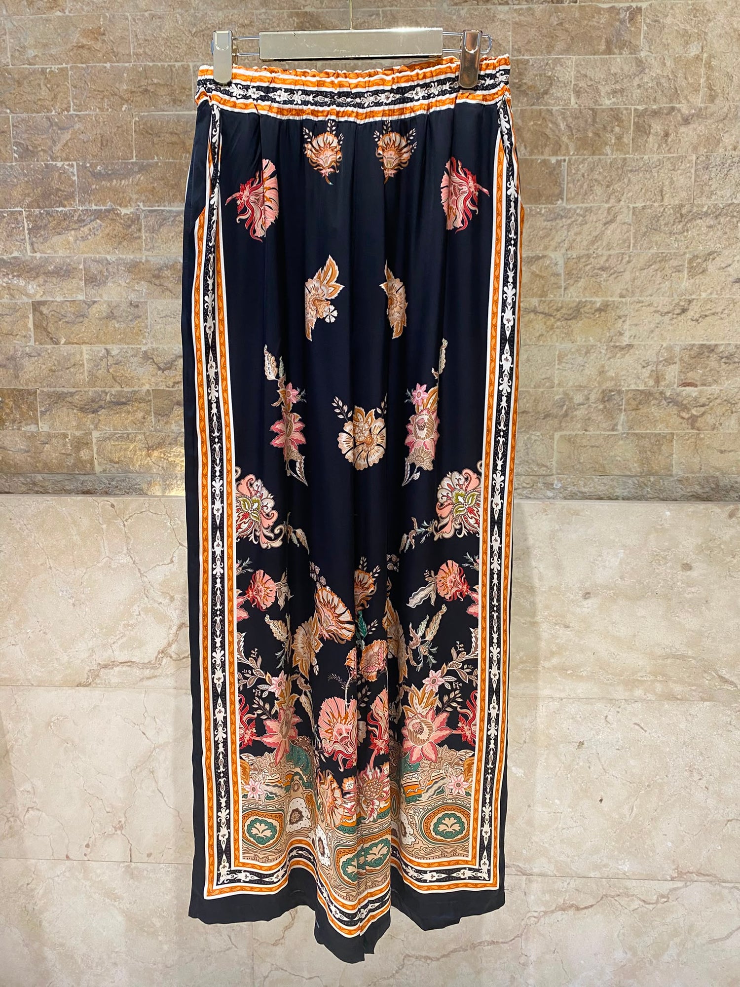 Bohemian Floral Satin Shirt and Pants Set KD8871/9099-12