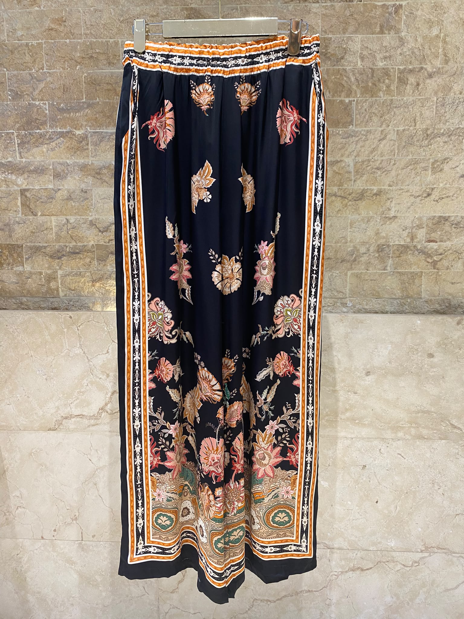 Bohemian Floral Satin Shirt and Pants Set KD8871/9099-12
