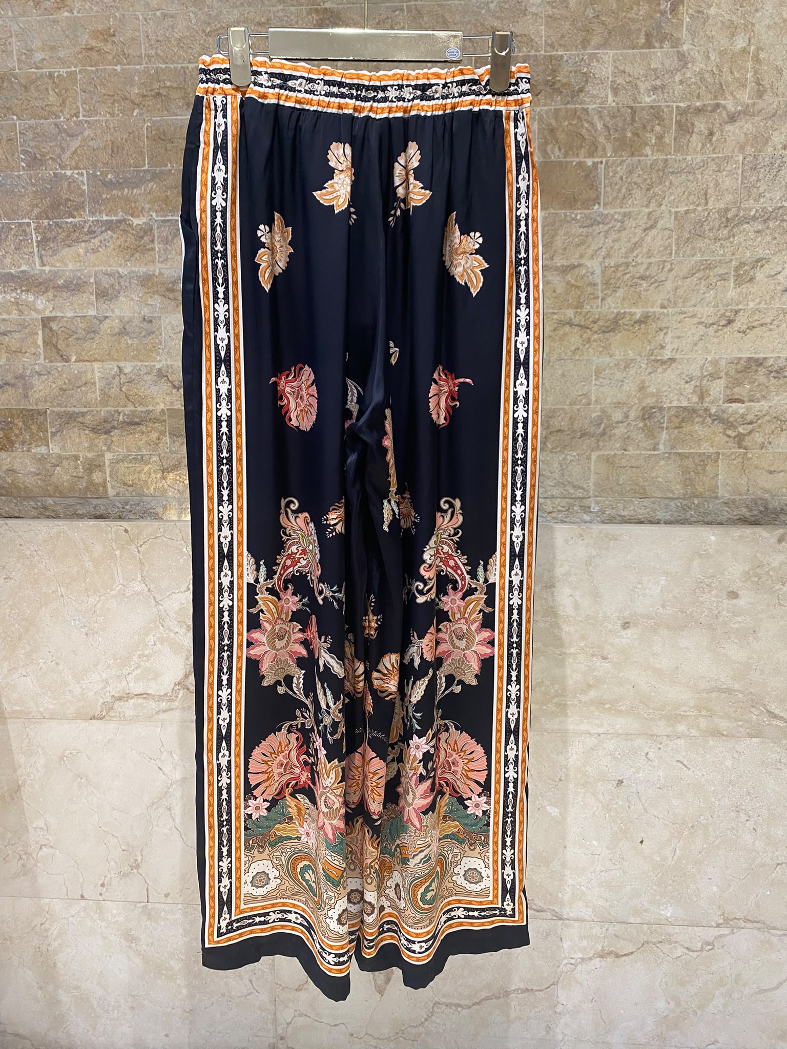 Bohemian Floral Satin Shirt and Pants Set KD8871/9099-12