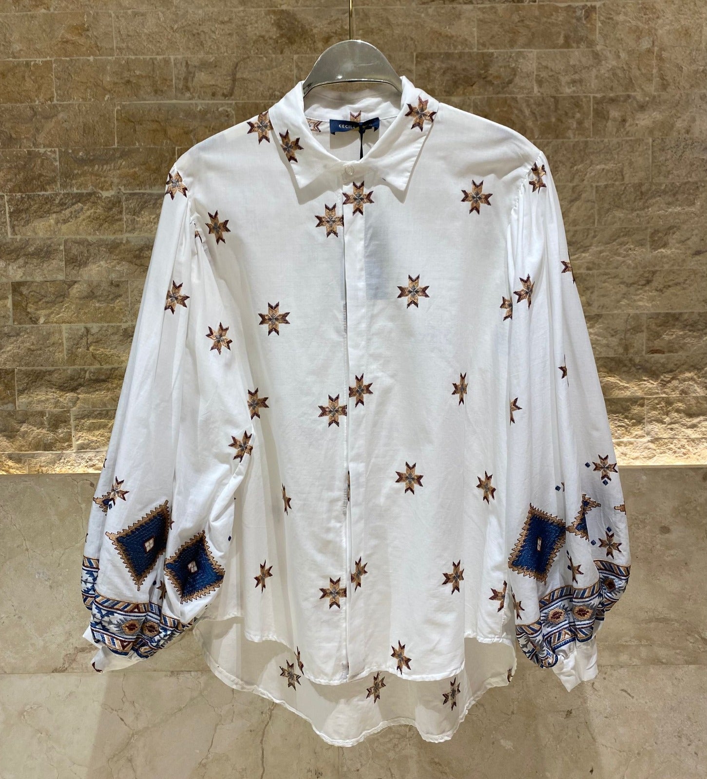 Star Embroidered Cotton Shirt and Pants Set TDM50722/27224