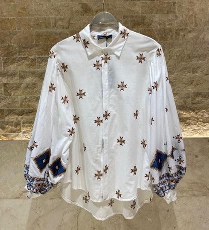 Star Embroidered Cotton Shirt and Pants Set TDM50722/27224